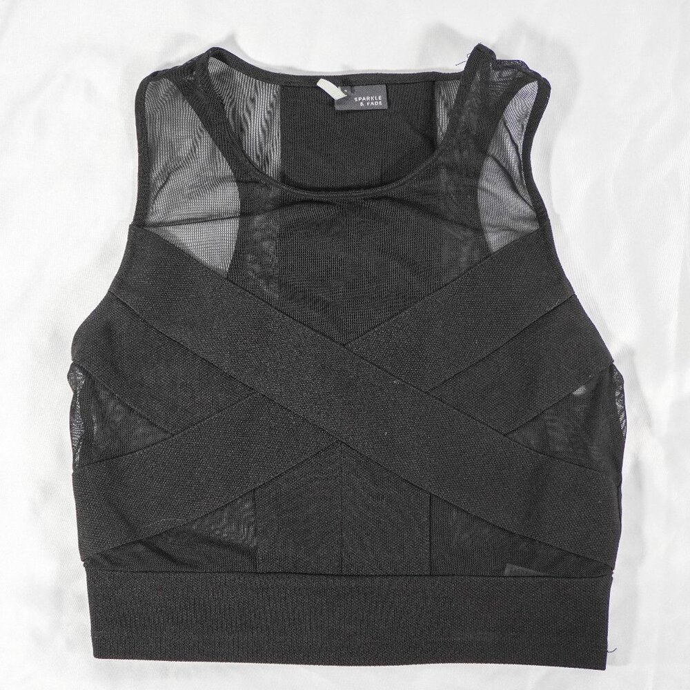 Sparkle & Fade Black Strap Top